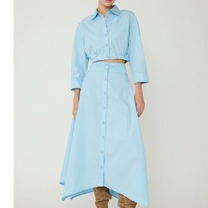 Light Blue Asymmetrical Skirt Set
